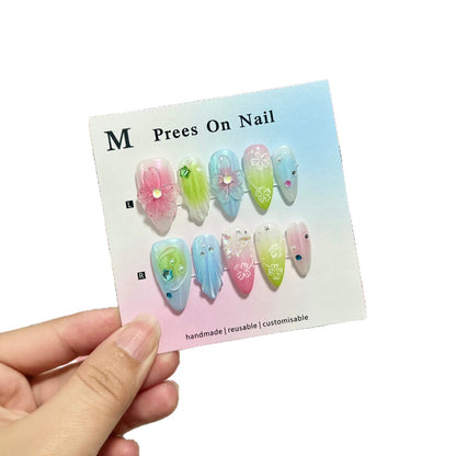 Künstlerisches handgefertigtes Press-On Nagelset