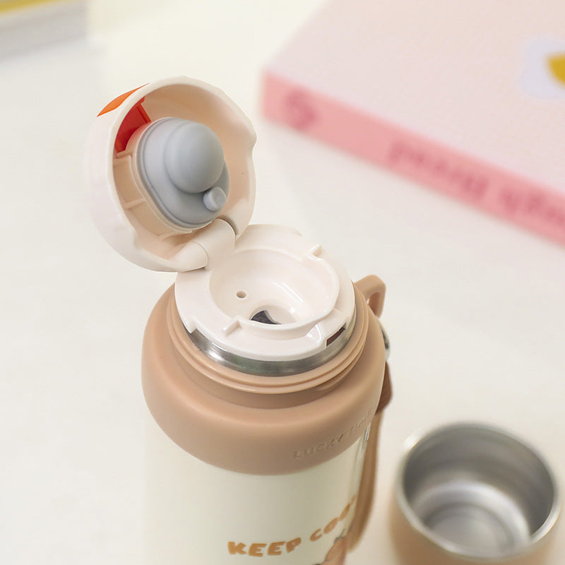 Damen Isolierte Thermosflasche mit lustigem Bärendesign Brehn