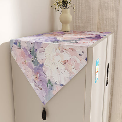 Floral Watercolor Jacquard Table Runner with Tassel Trim