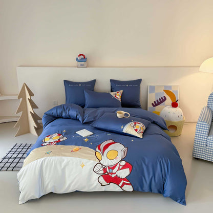 Kinder-Bettwäsche-Set mit Cartoon-Astronautenmotiv aus weicher Mikrofaser