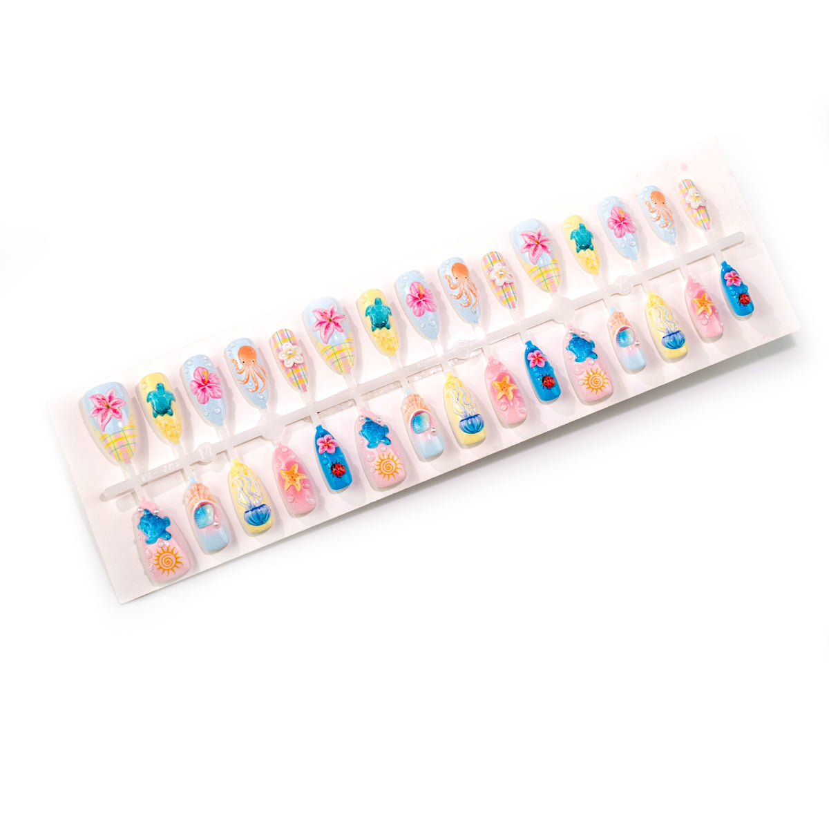 Künstlerisches 3D-Ozean-inspiriertes Press-On-Nagelkunst-Set Brehn