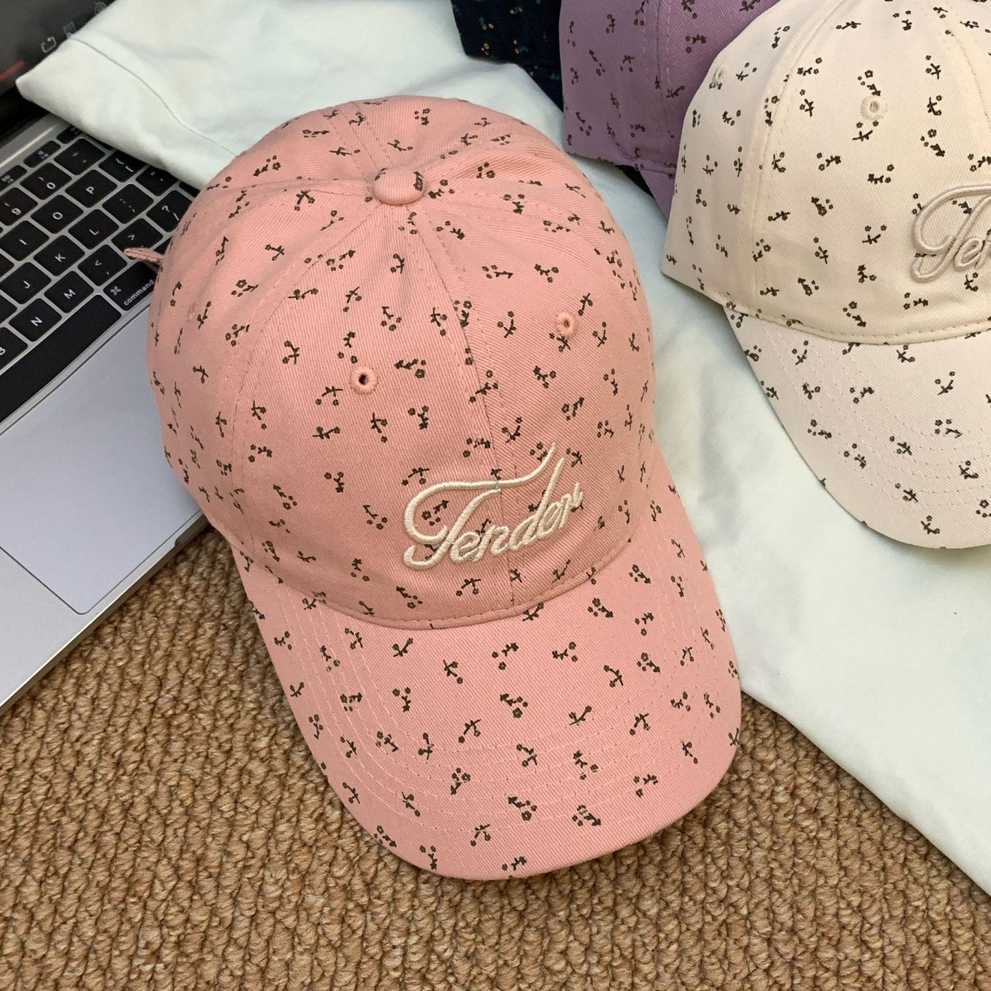 Damen Trendy Floral Print Baseball Cap Brehn
