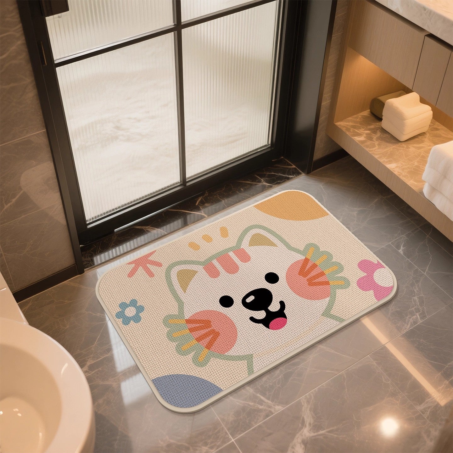 Charmante Hunde-Themen-Badematte Brehn
