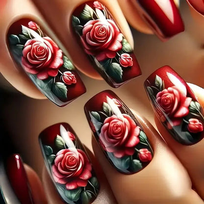Floral Rose Acryl Nagelkunst Brehn