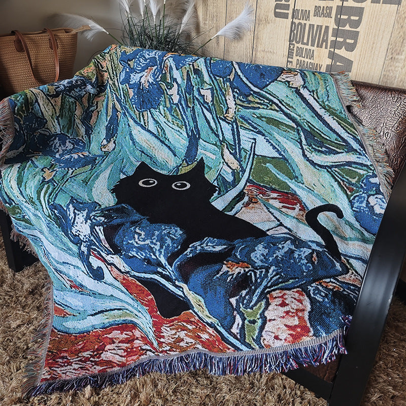 Künstlerische katzenmotivierte Decke