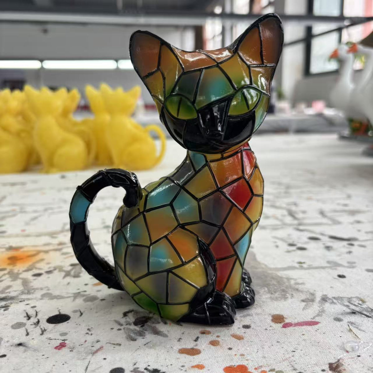 Dekorative Katzenfigur im Mosaik-Design Brehn