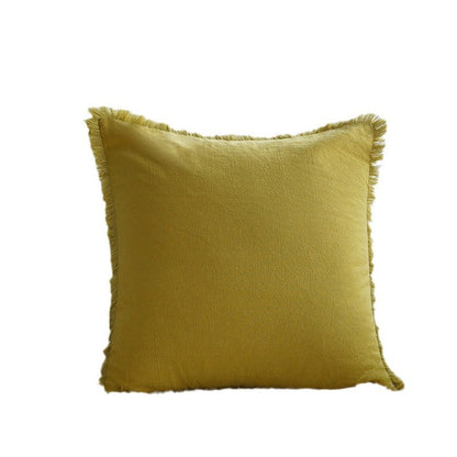 Quadratischer Dekokissenbezug im Skandi‑Minimalstil mit feiner Fransenkante Brehn