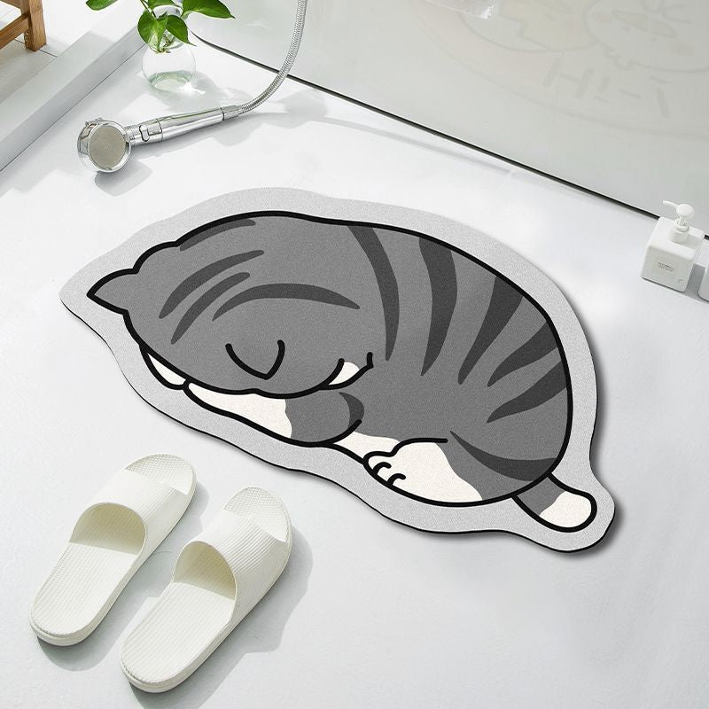 Cloud-Shaped Absorbent Microfiber Anti-Slip Bath Mat with Coastal Wave Print