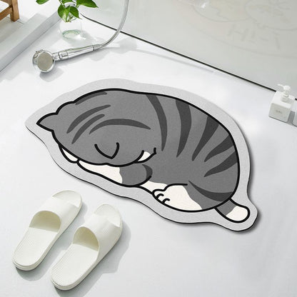 Cloud-Shaped Absorbent Microfiber Anti-Slip Bath Mat with Coastal Wave Print