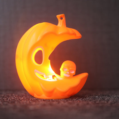 Halloween Dekorationsfigur Skull mit Kürbishut