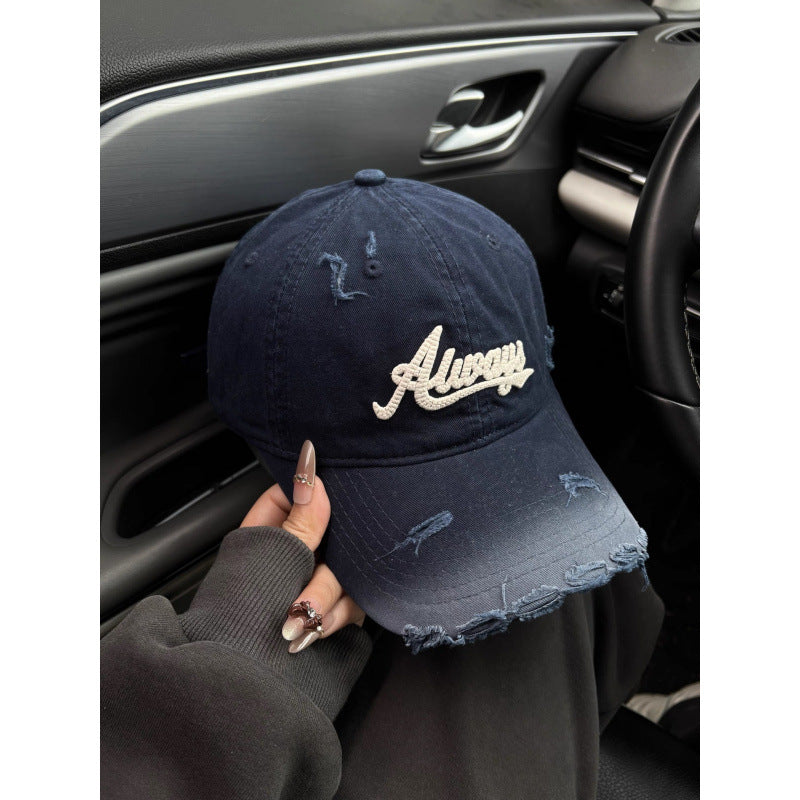Damen Distressed Denim Stil Baseballmütze Brehn