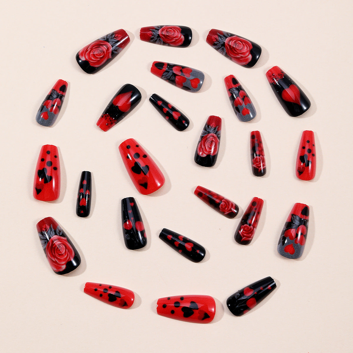 Elegante 3D Blumige und Herz Acryl Nagelkunst Verlägerungen Brehn