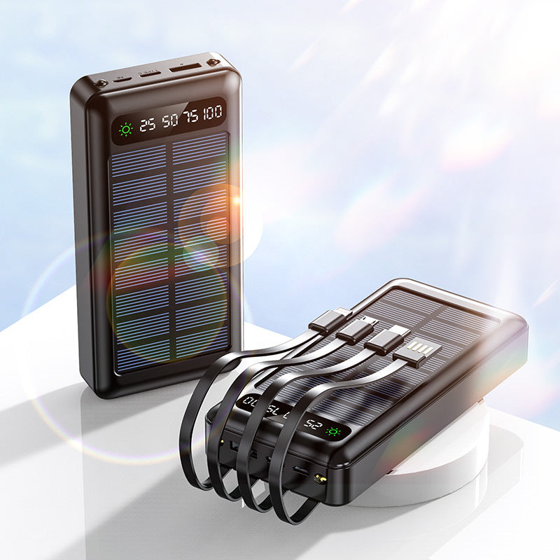 Solarbetriebene Powerbank mit Intelligenter Leistungsanzeige und Multifunktionalen Ladekabeln Brehn