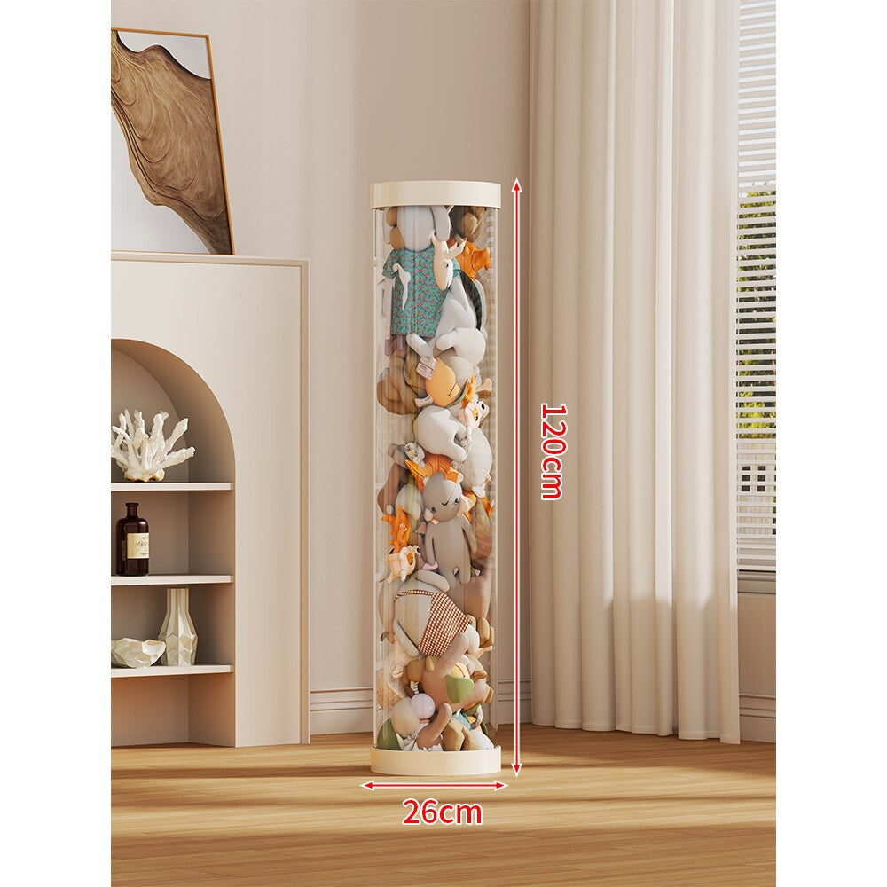 Klarer zylindrischer Geschenkdisplaybox für Plüschtiere mit LED-Lichterkette und abnehmbarem Deckel
