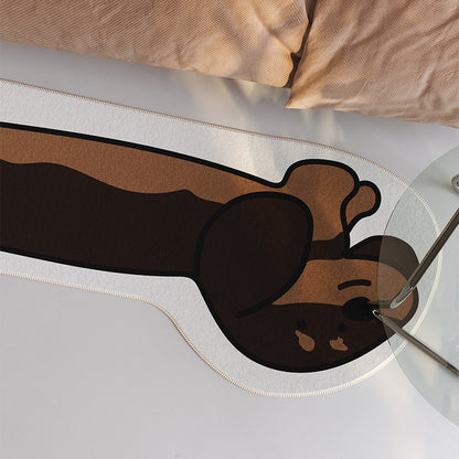 Plush Low-Pile Runner Rug with Realistic Dachshund Silhouette and Non-Slip Backing