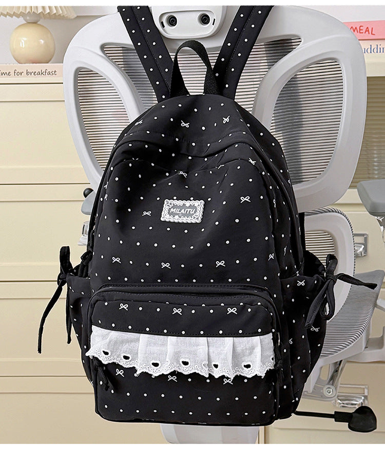 Charmanter Polka-Dot Designer-Schulrucksack