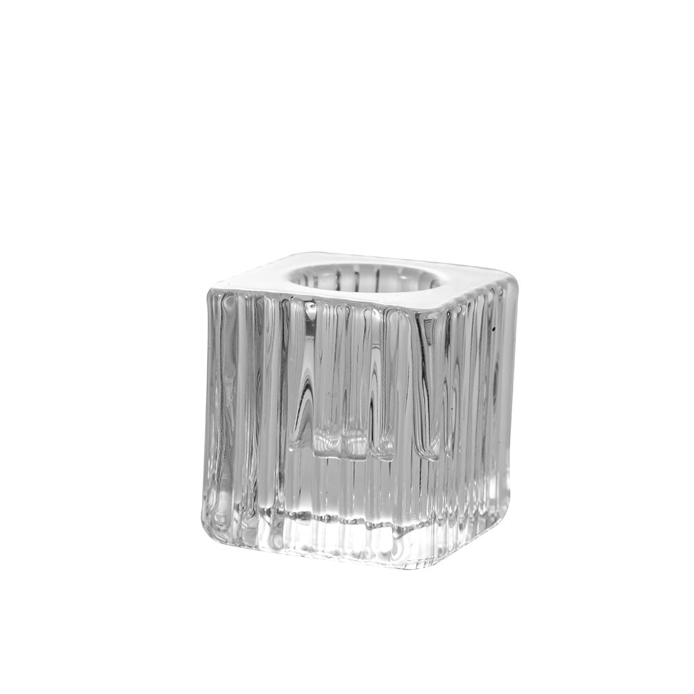 Quadratischer gerippter Glas Teelichthalter Brehn