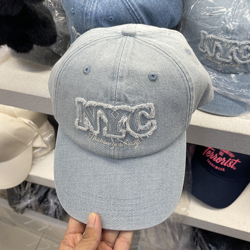 Unisex Distressed Denim Cap mit NYC Stickerei Brehn
