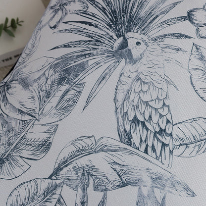 Quadratischer Zierkissenbezug mit botanischem Papageien-Illustrationsdruck und feiner Kedernaht Brehn