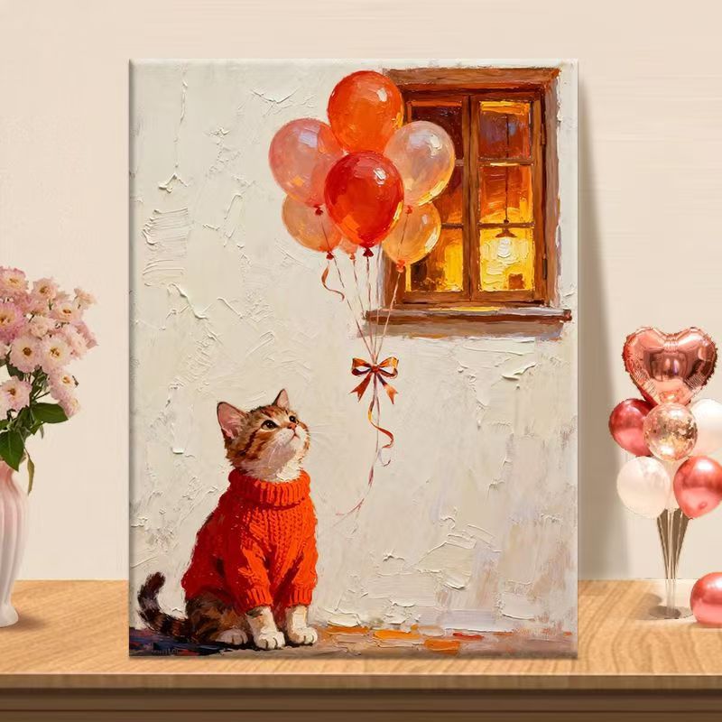 Verspielte Katzenillustration Leinwandkunst Brehn