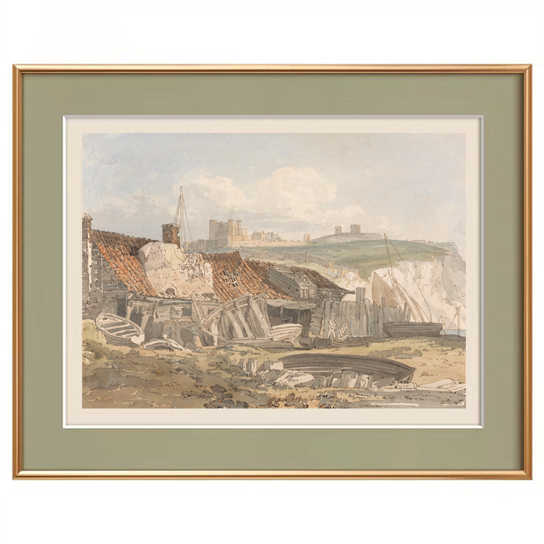Gerahmte Historische Küstenlandschaft Kunstwerk