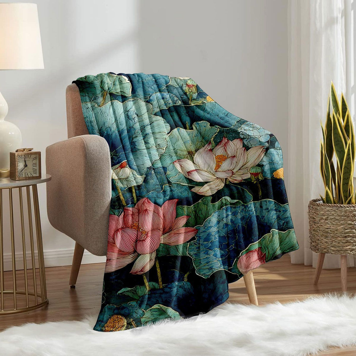 Künstlerische Blumenmuster-Fleece-Decke