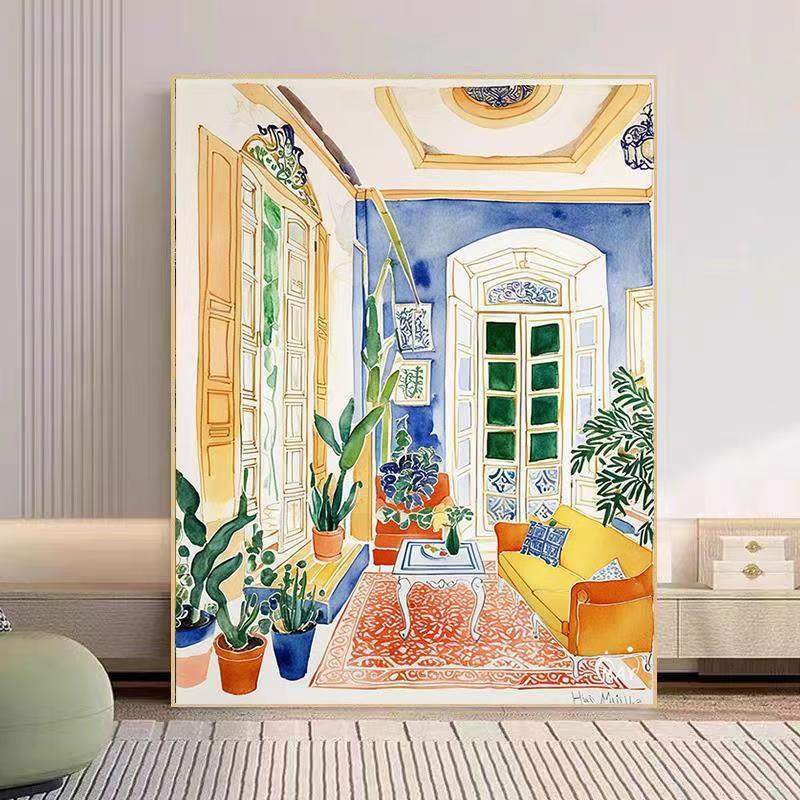 Gemütlicher Wohnzimmer Aquarell Kunstdruck Brehn