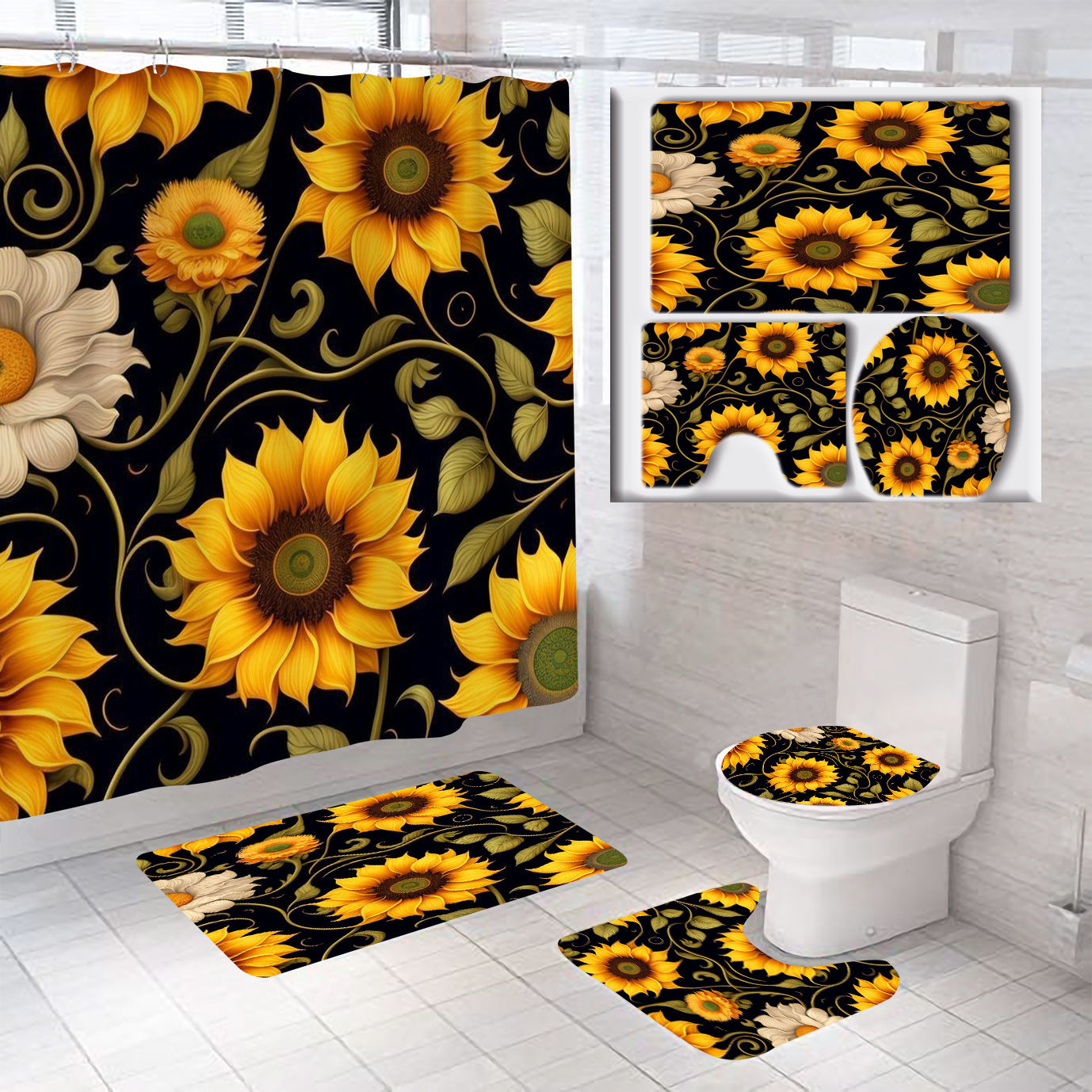 Florales Badezimmerdekor-Set Brehn