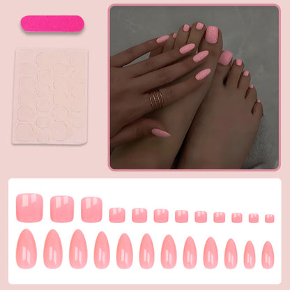 Kunstnagelset mit eleganten Hochglanz-Fingernägeln und Fußnägeln Brehn