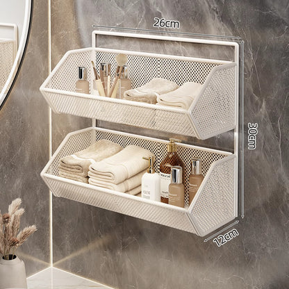Wandmontierter Mesh-Badezimmer-Organizer-Regal