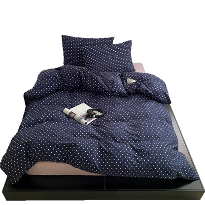 Atmungsaktives Baumwoll-Percale-Punkte-Duvet-Bezug-Set mit Reißverschluss und Kissenbezügen