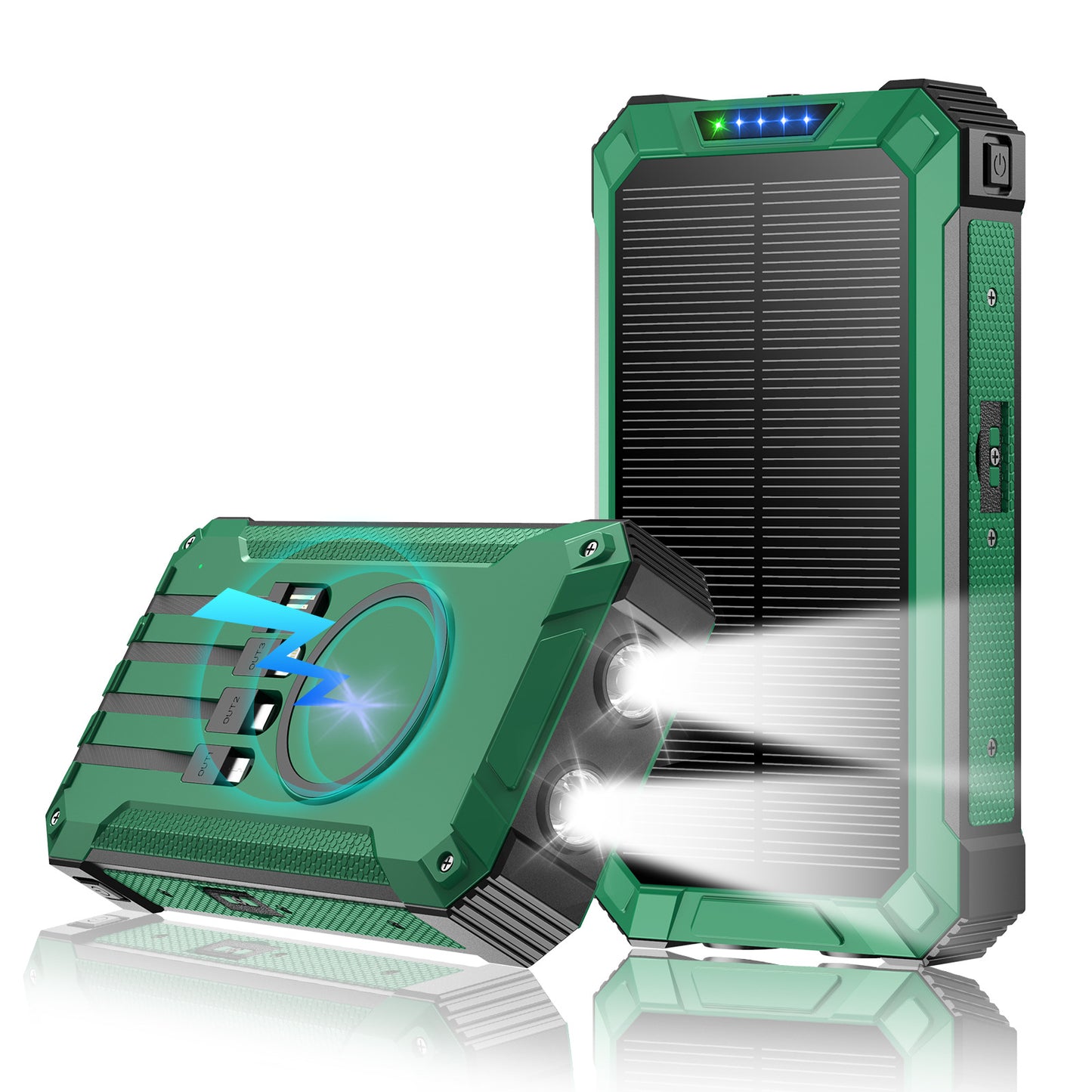 Solar- und Schnelllade-Powerbank mit LED-Taschenlampe Brehn