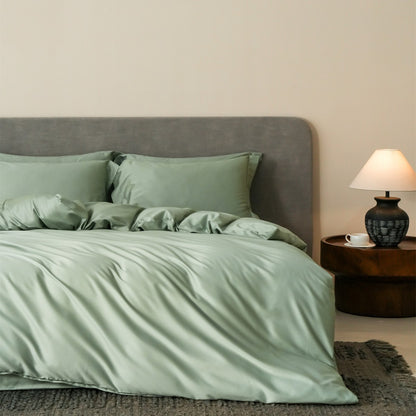 Seiden-Satin Bettbezug Set mit tiefen Taschen und Eckenbindungen