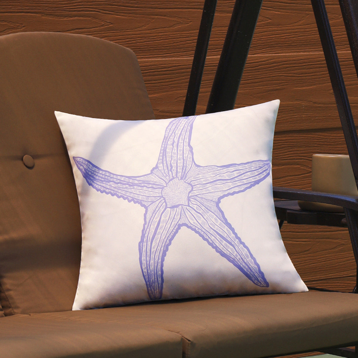 Quadratischer Dekorativer Kissenbezug mit maritimem Seestern‑Print aus pflegeleichtem Polyester Brehn
