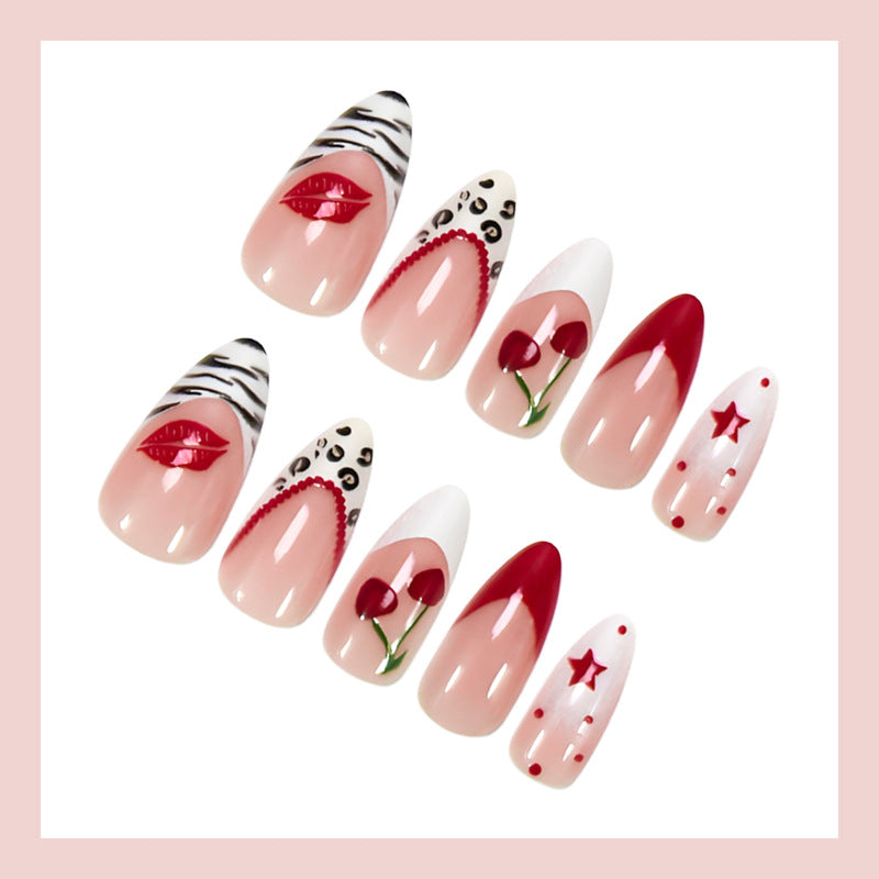 Kunstnagelset mit kreativem Sternen- und Blumenmotiven Brehn