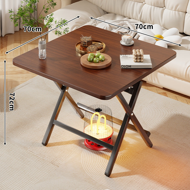 Faltbarer quadratischer Kaffee- und Beistelltisch mit Marmor-Effekt-Top und zusammenklappbarem X-Beinrahmen