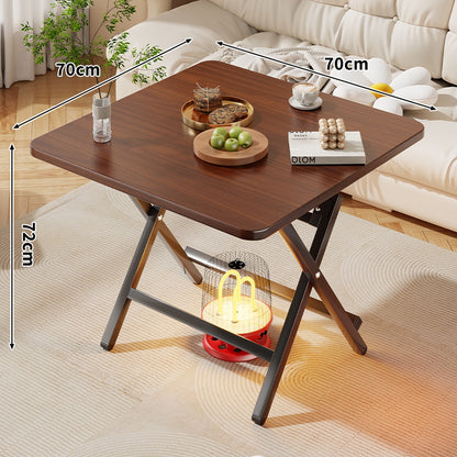 Faltbarer quadratischer Kaffee- und Beistelltisch mit Marmor-Effekt-Top und zusammenklappbarem X-Beinrahmen