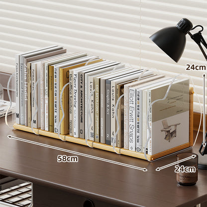 Desktop Clear Acrylic Multi-Section Bookstand with Bamboo Base