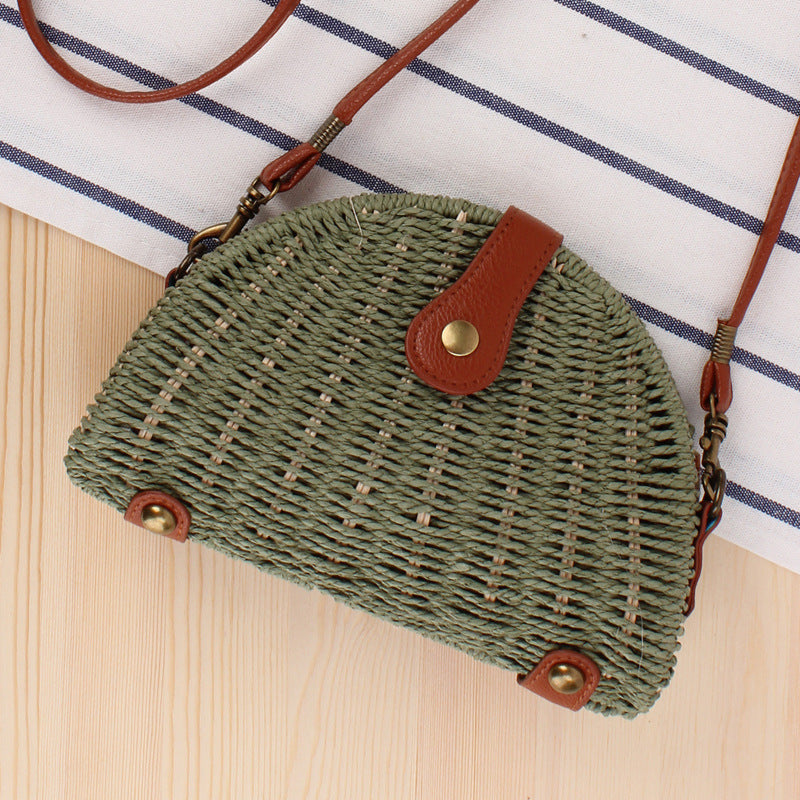 Rattan Umhängetasche Im Halbmondförmigen Design Brehn