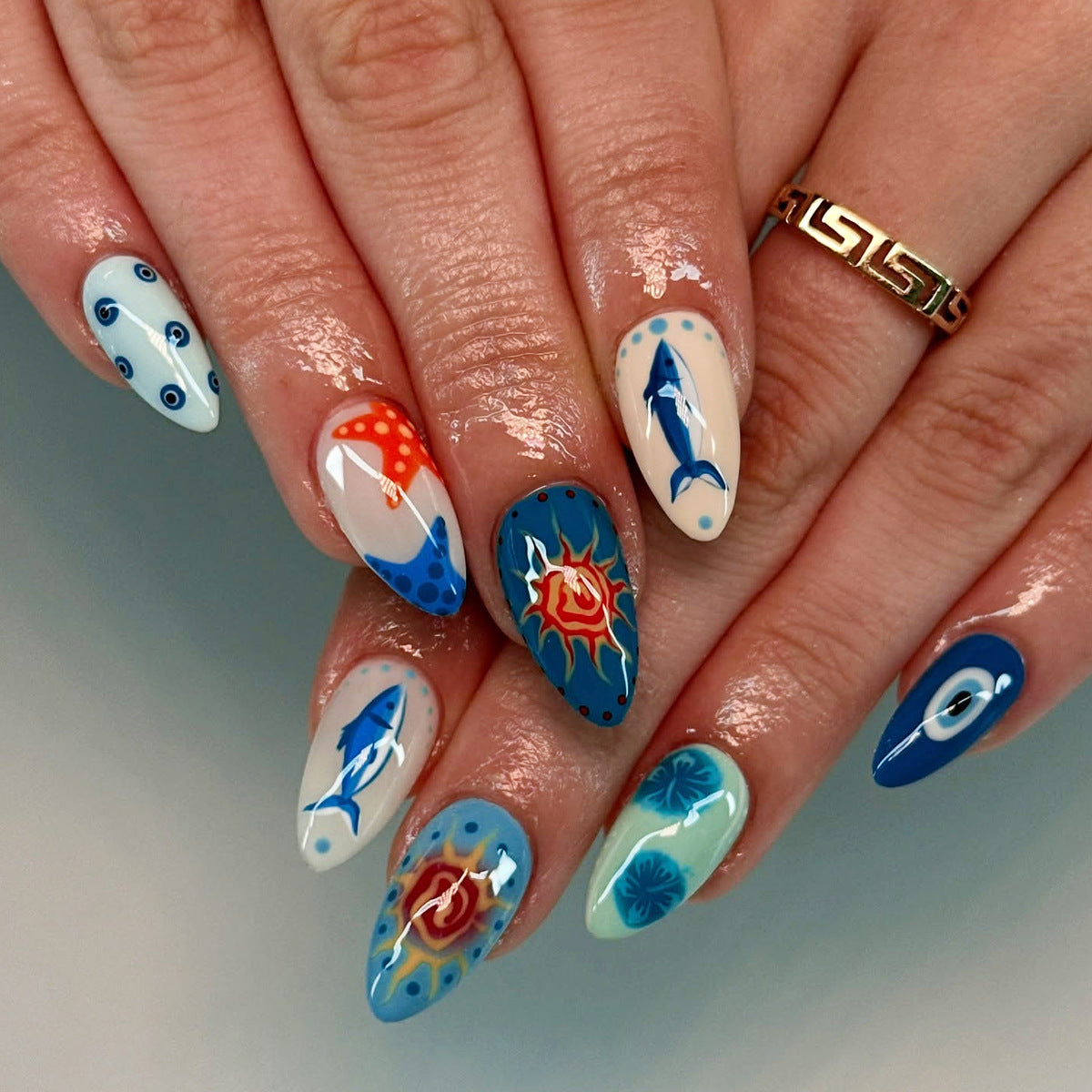 Kreative Aquatische Nagelkunst Brehn