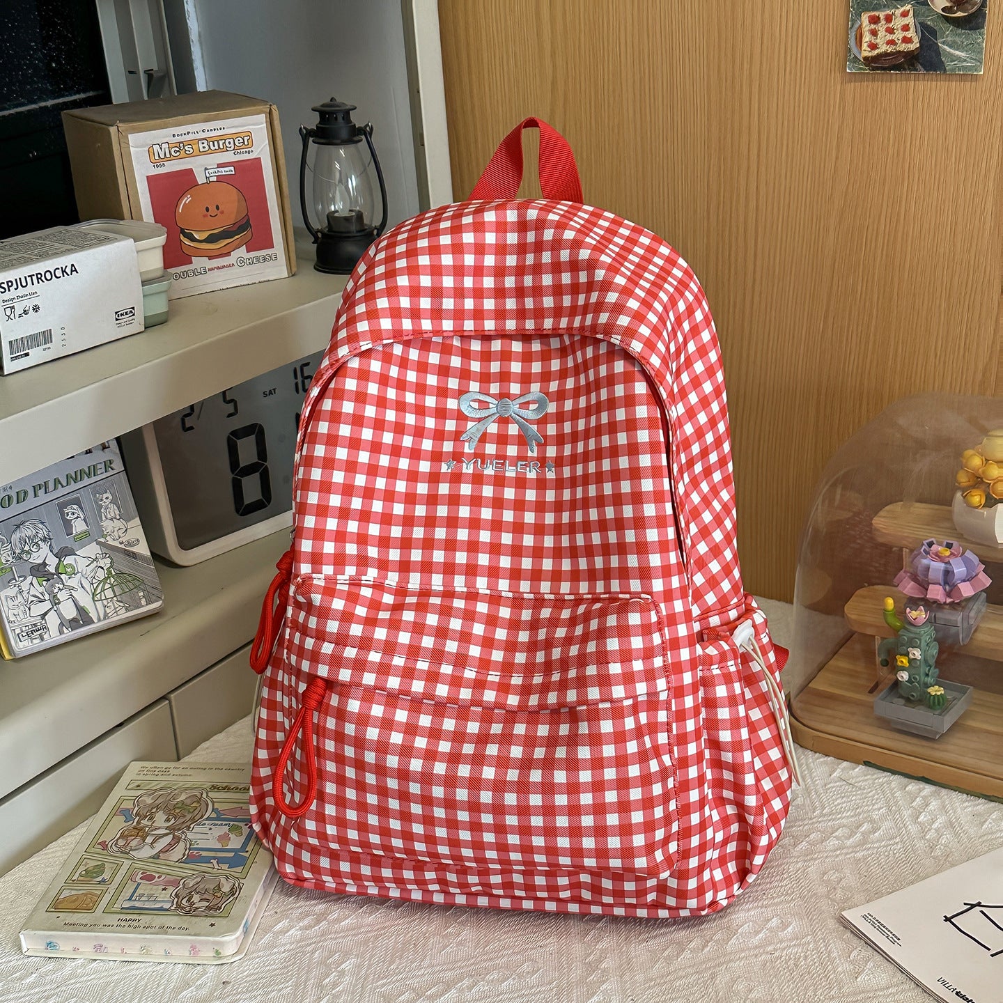 Süßer Gingham-Muster Mini Schulranzen