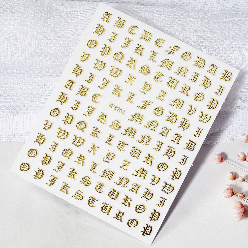 Dekorative Alphabet Nagelkunst Aufkleber