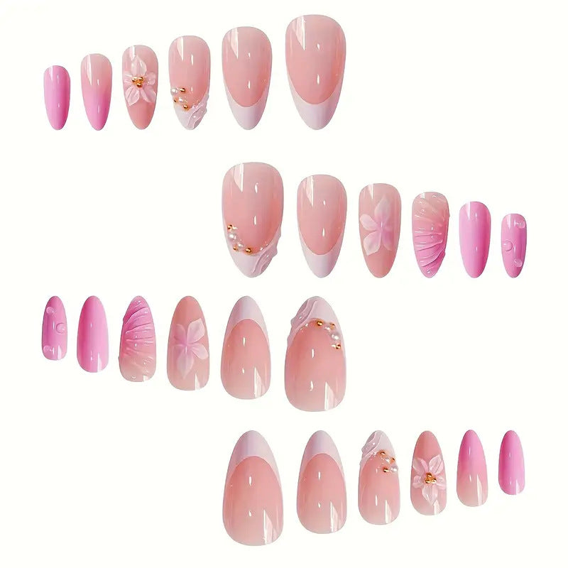 Künstlerisches Florales Design Press-On Nagelset Brehn