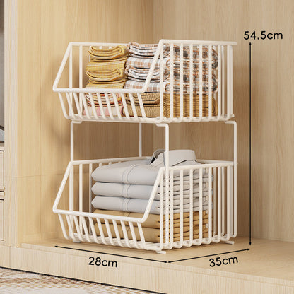 Drei-Tier Stapelbarer Draht Kleiderschrank Korb Organizer