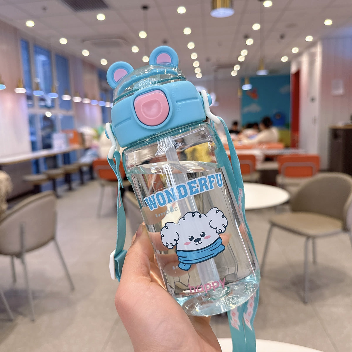 Damen Verspielte wasserfeste Trinkflasche mit Trageband Brehn