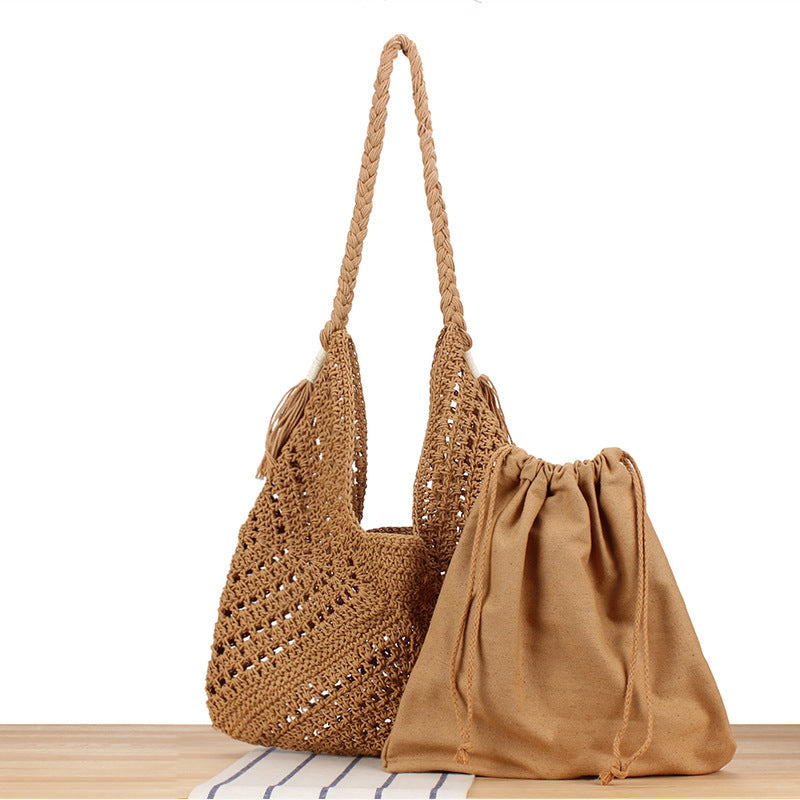 Handtasche Aus Geflochtenem Naturmaterial mit Innentasche Brehn