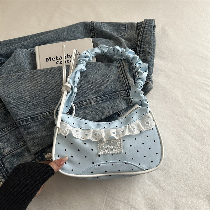 Polka-Dot-Rüschenschulter-Handtasche