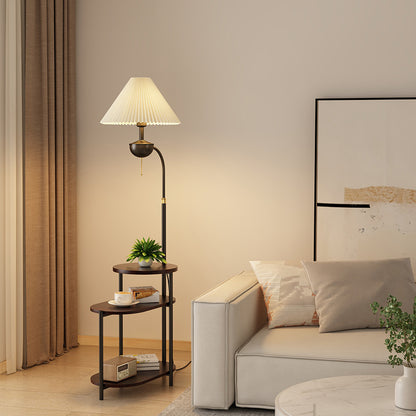 Multifunktionale Stehlampe mit integriertem Beistelltisch