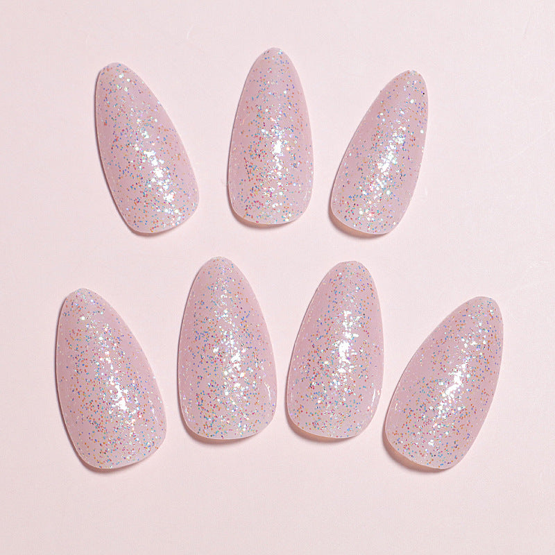 Glitzerndes mandelförmiges Press-On-Nägel-Set Brehn