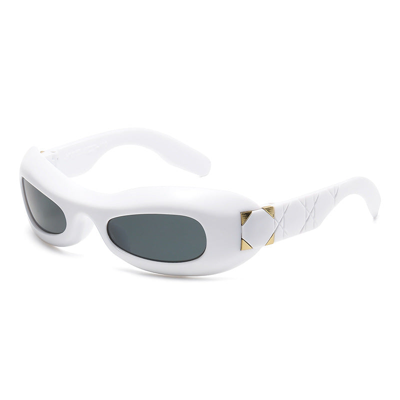 Damen futuristische Designer-Sonnenbrille mit innovativem Rahmen Brehn